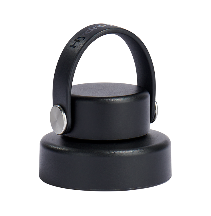 Hydro Flask Wide Flex Chug Cap in black, designed for easy sipping and ice cube accommodation, perfect for hydration on the go.